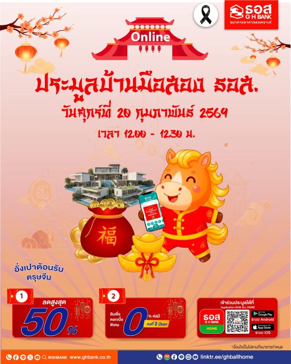 ประมูลบ้านมือสอง ธอส. ออนไลน์ ประจำปี 𝟐𝟓𝟔𝟗 ครั้งที่ 𝟐