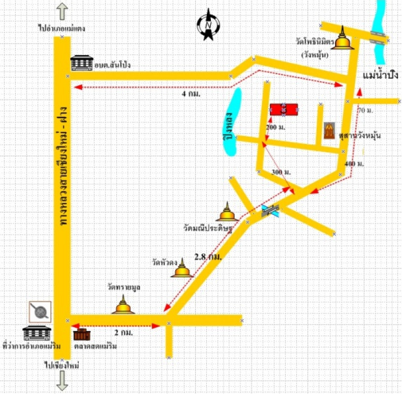 ที่ดินเปล่า ริมปิงการ์เดนรีสอร์ท เชียงใหม่ แม่ริม สันโป่ง 2821000