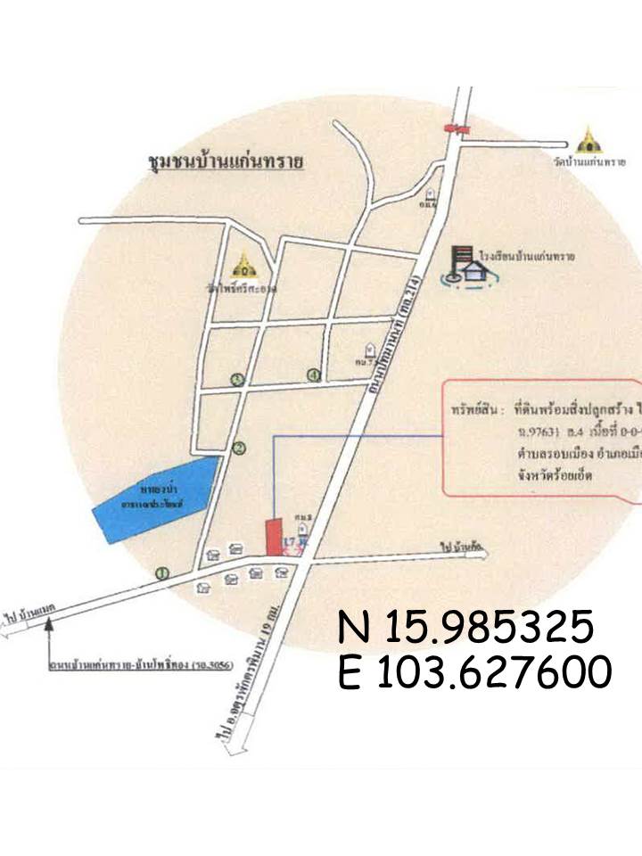 บ้านเดี่ยว แก่นทราย ร้อยเอ็ด เมืองร้อยเอ็ด รอบเมือง 1265000