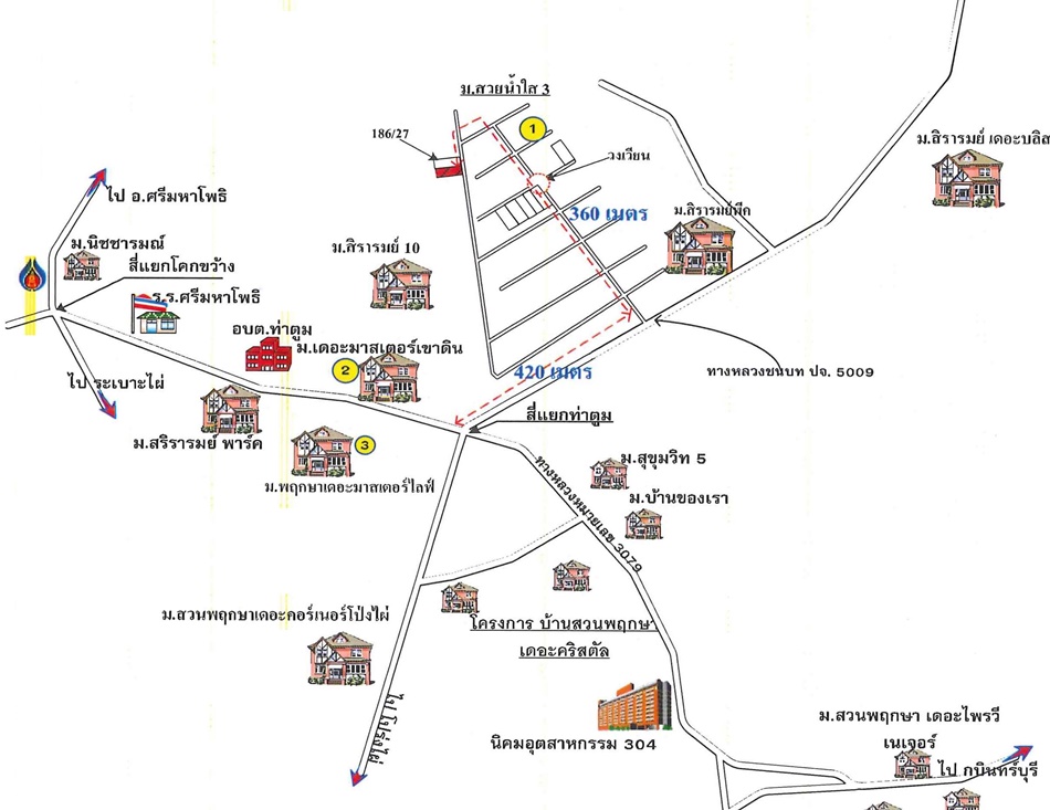 ทาวน์เฮ้าส์ บ้านสวยน้ำใส 3 ปราจีนบุรี ศรีมหาโพธิ ท่าตูม 695000