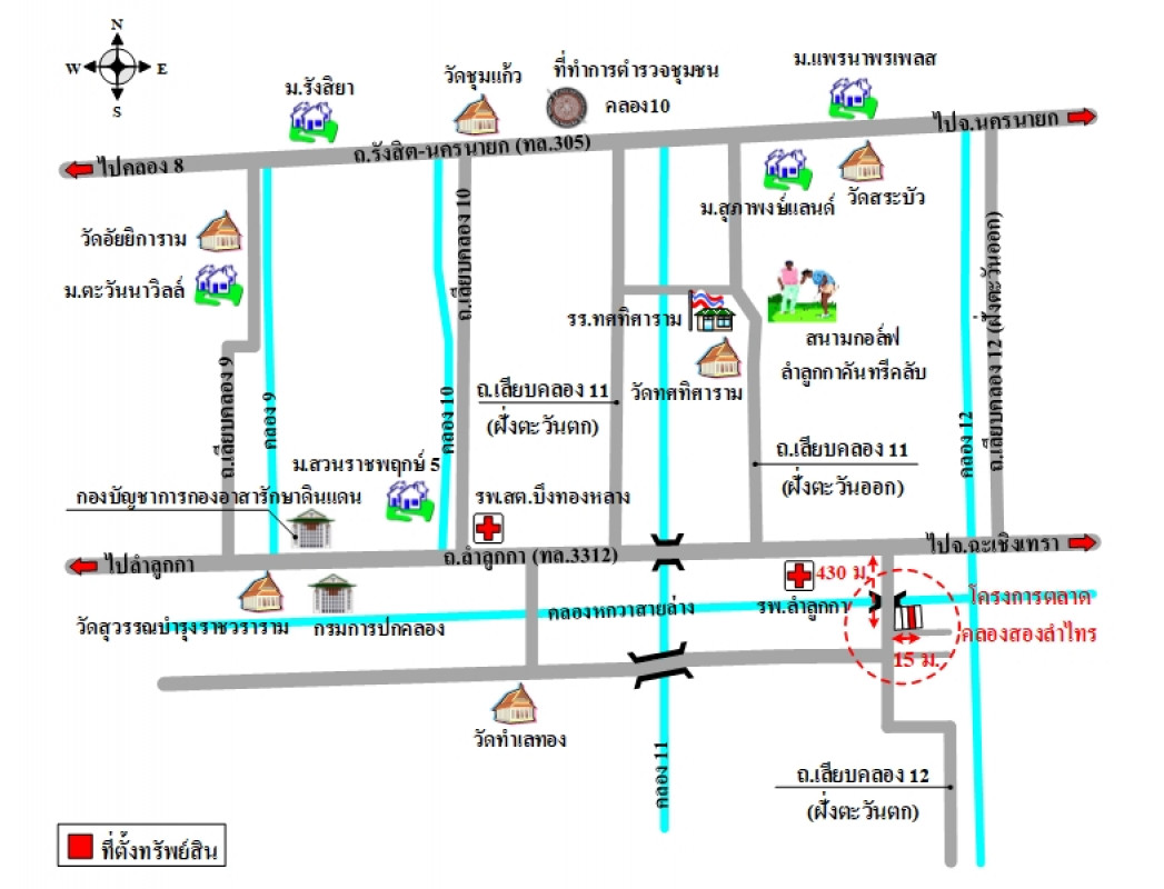 อาคารพาณิชย์ ตลาดคลองสองลำไทร ปทุมธานี ลำลูกกา ลำไทร 2010000