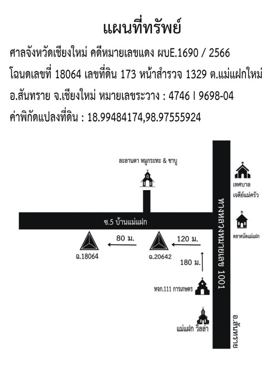ที่ดินเปล่า เชียงใหม่ สันทราย แม่แฝกใหม่ 328500