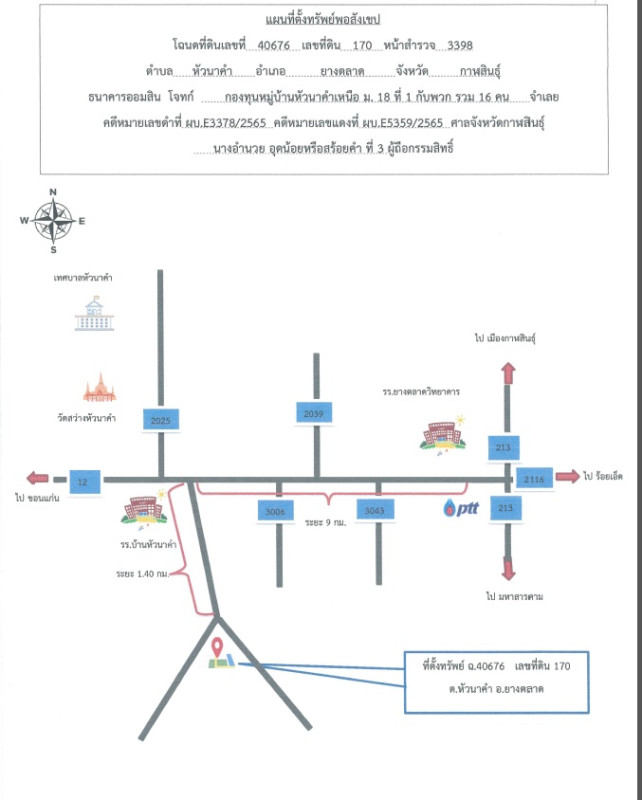 ที่ดินเปล่า กาฬสินธุ์ ยางตลาด หัวนาคำ 418000