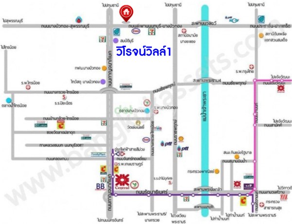 ทาวน์เฮ้าส์ วิโรจน์วิลล์ บางบัวทอง นนทบุรี บางบัวทอง พิมลราช 1550000
