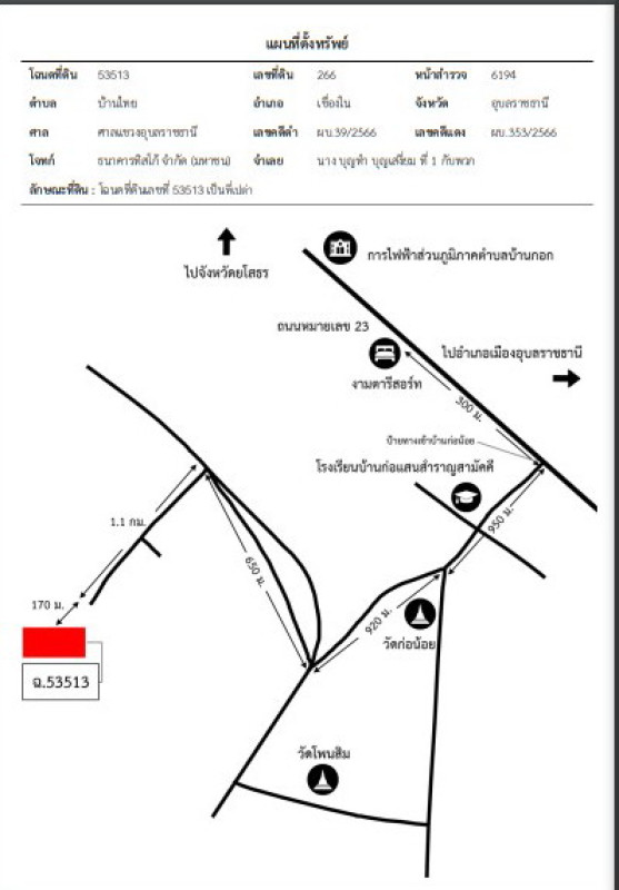 Residential land/lot Ubon Ratchathani Khueang Nai Yang Khi Nok 323170