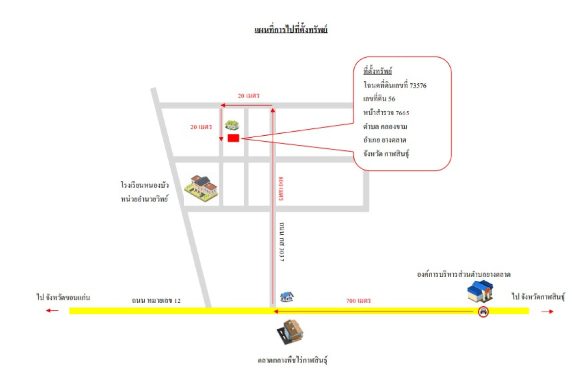 ที่ดินเปล่า กาฬสินธุ์ ยางตลาด คลองขาม 30000