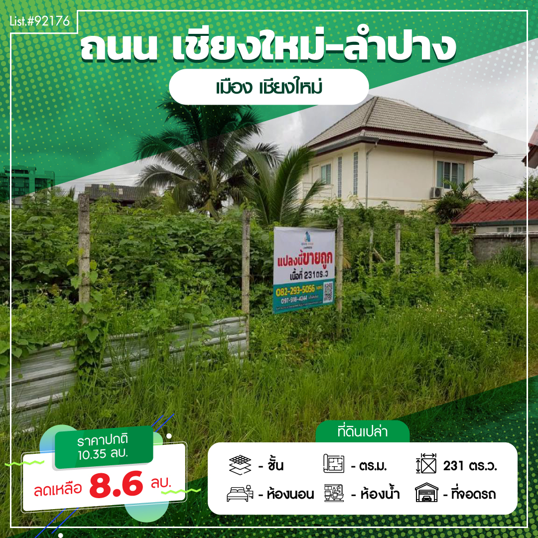 ที่ดินเปล่า เชียงใหม่ เมืองเชียงใหม่ ฟ้าฮ่าม 8600000