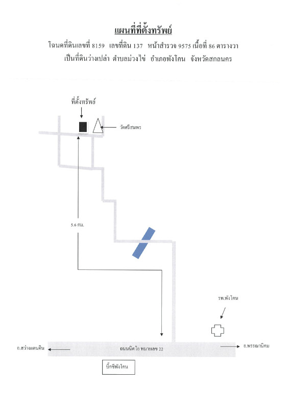 ที่ดินเปล่า สกลนคร พังโคน ม่วงไข่ 21500